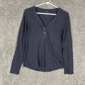 Patagonia Shirt Womens Small Blue Striped Long Sleeve Henley Top 21085FA12
